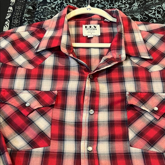 Ely Cattleman Red and White Plaid Men's Shirt - Picture 6 of 9